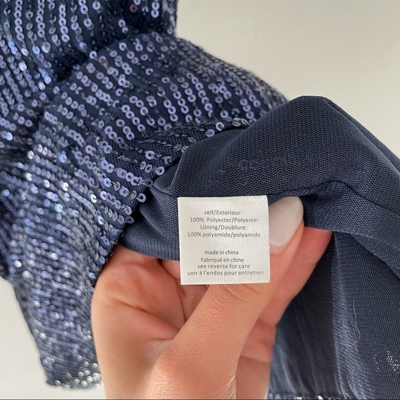 NWT Caroline Constas Koren Sequined Gathered Mini Slip Dress in Midnight Blue - Picture 13 of 13
